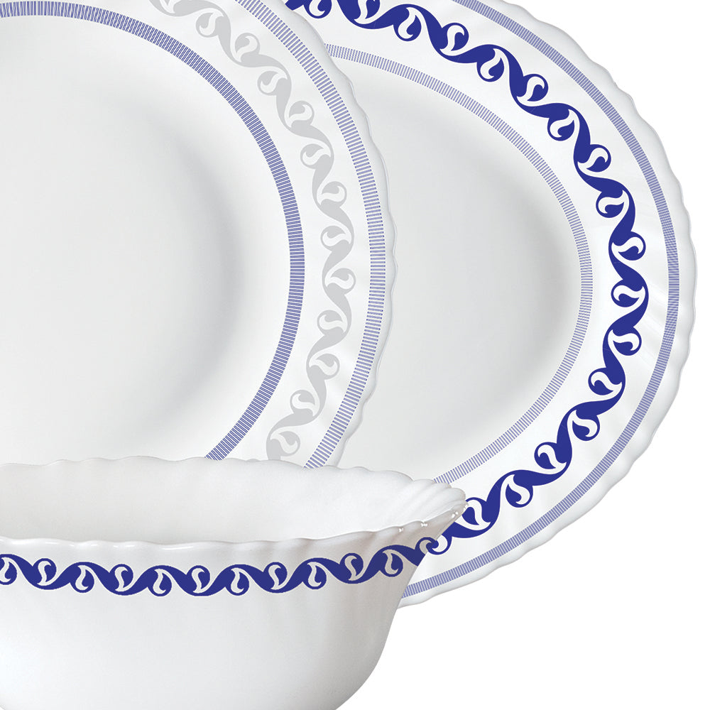 Larah by Borosil Jazzblue Dinner Set 44 pc Set: Serves 8