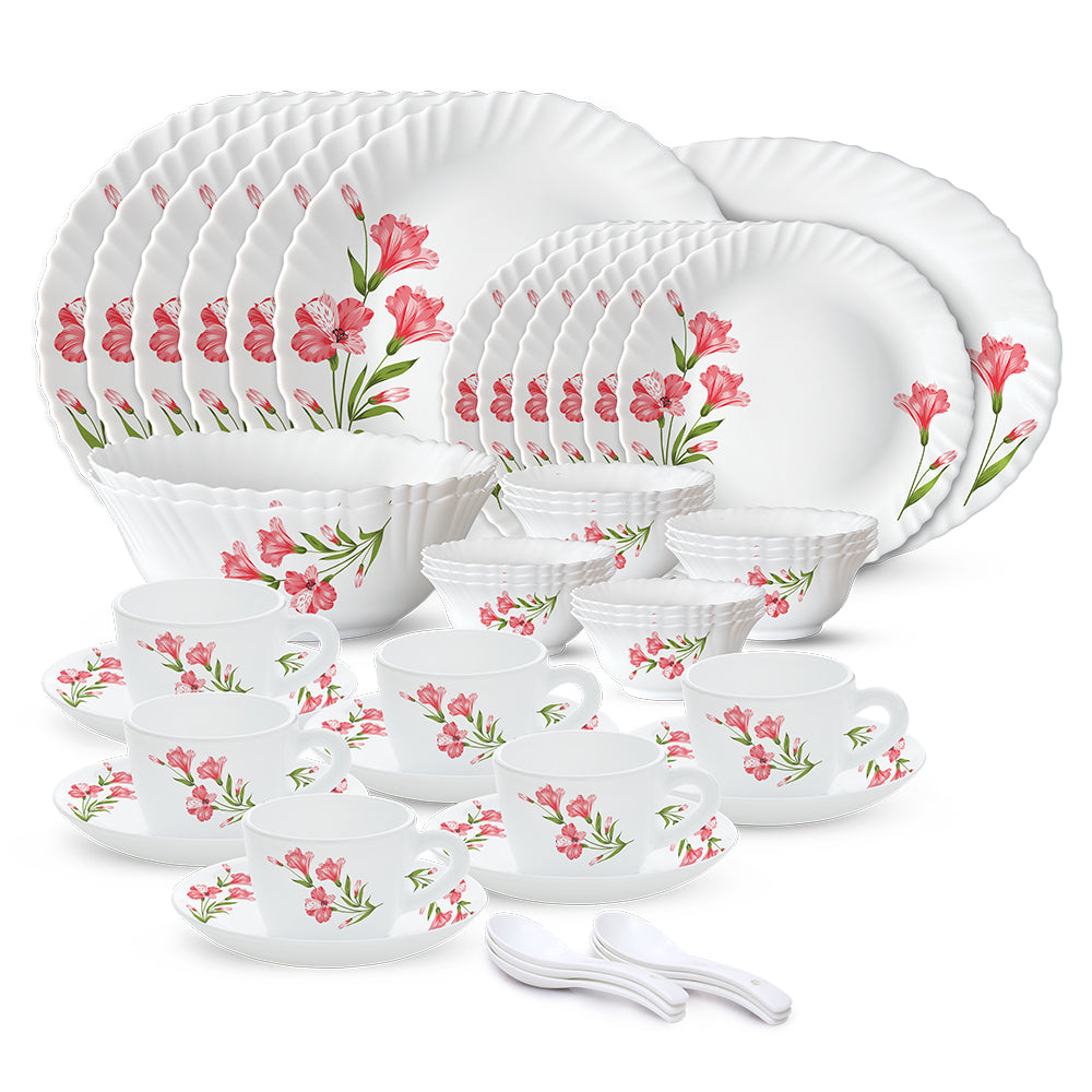 Larah by Borosil, Marina Peach Dinner Set 45 pc Set: Serves 6