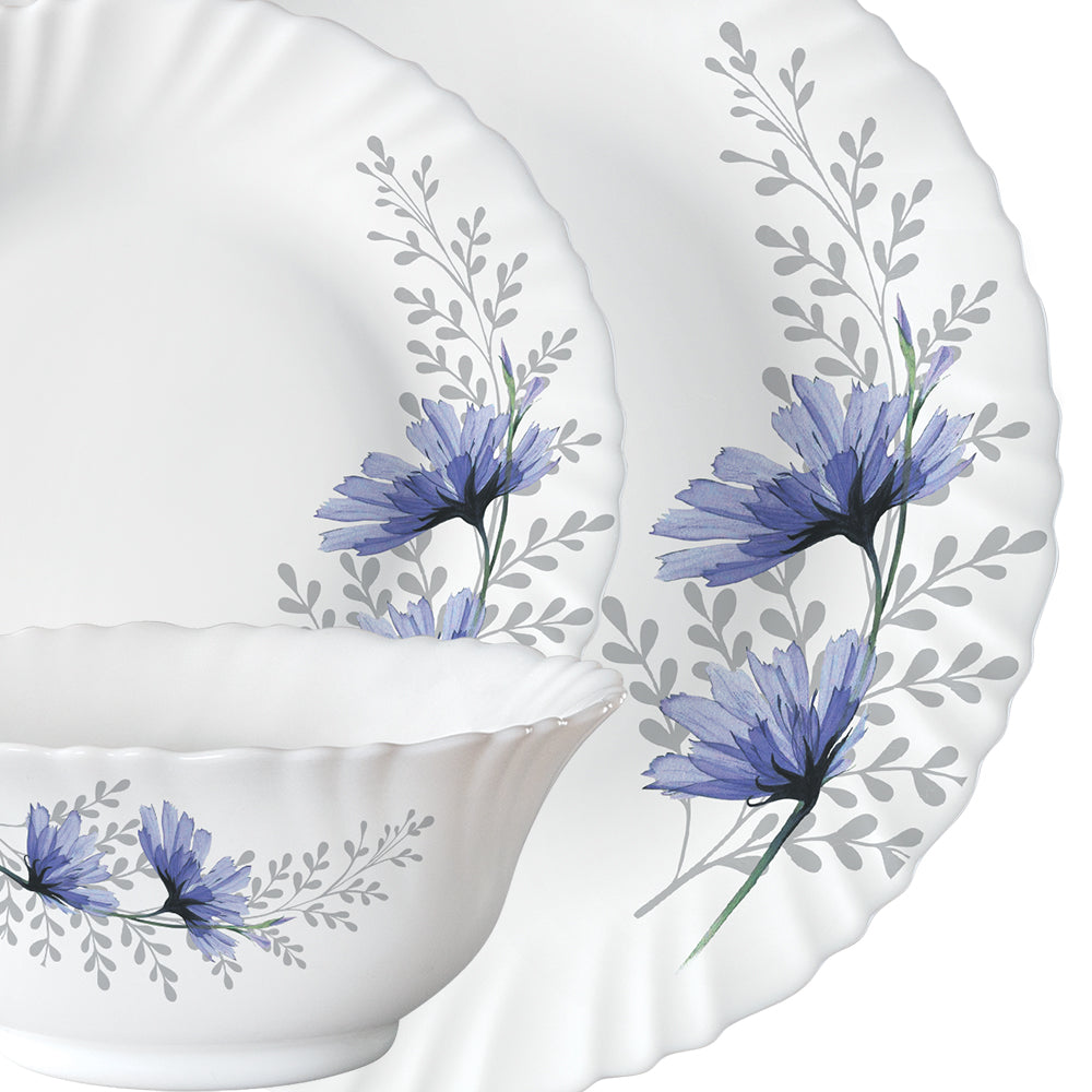 Larah by Borosil, Bellflower Dinner Set 53 pc Set: Serves 8