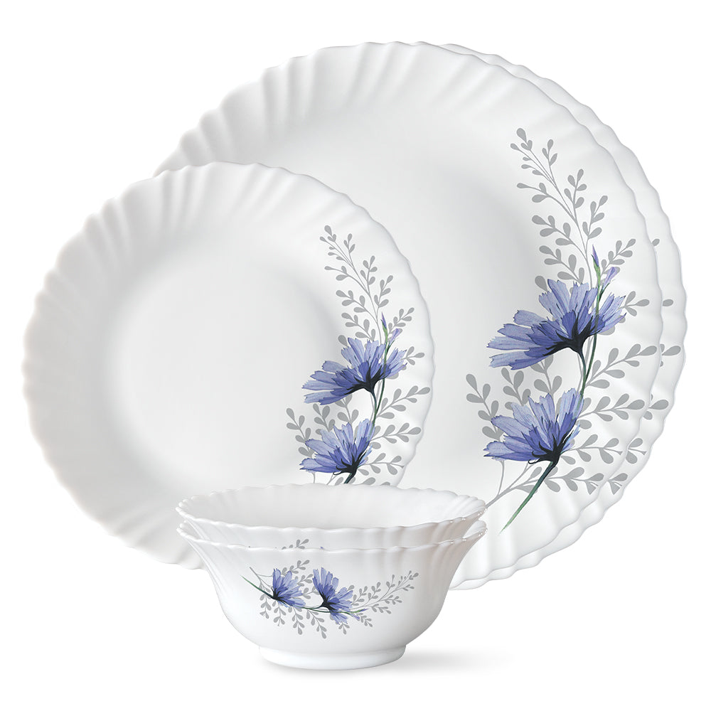 Larah by Borosil, Bellflower Dinner Set 5 pc Set: Serves 2