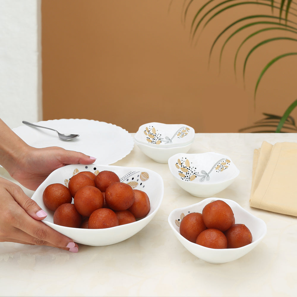 Larah by Borosil Caramel Pudding Set 5 pc Set (Square)