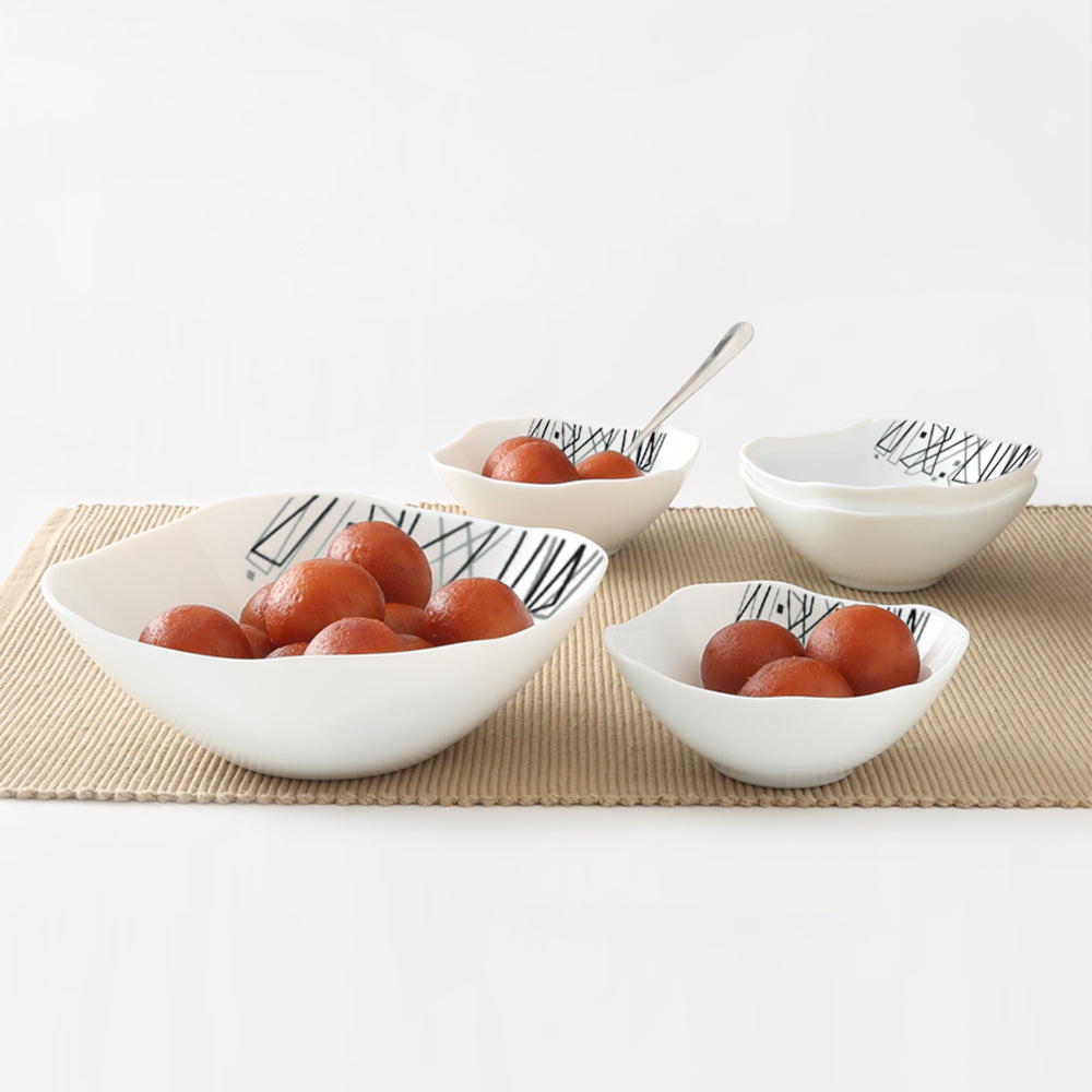 Larah by Borosil Carnival Pudding Set 5 pc Set (Square)