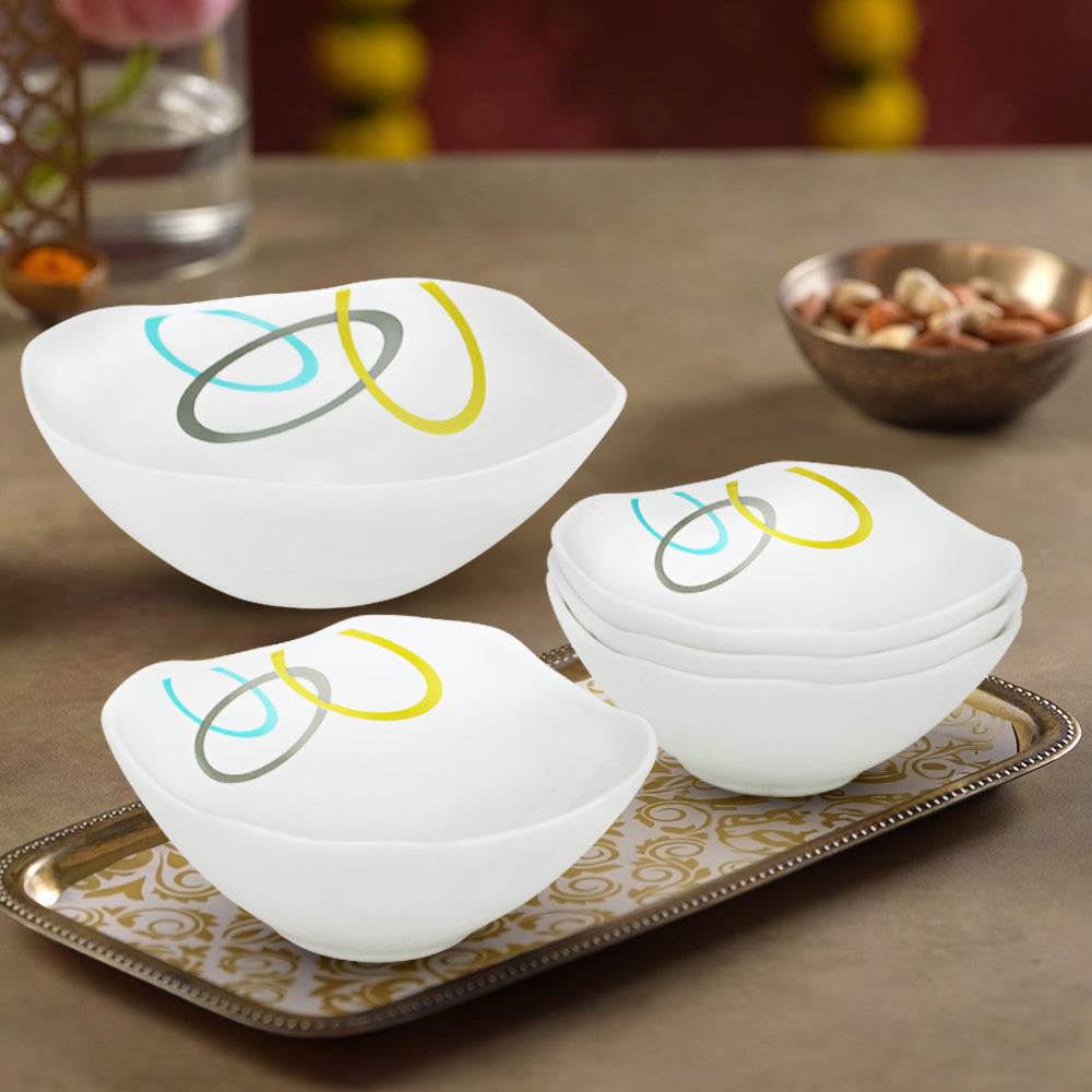 Larah by Borosil Jolly Pudding Set 5 pc Set (Square)