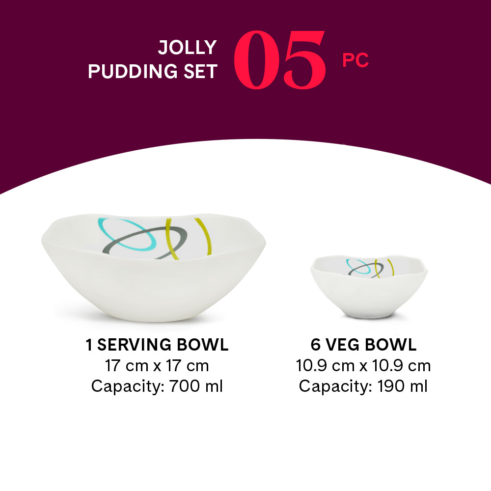 Larah by Borosil Jolly Pudding Set 5 pc Set (Square)