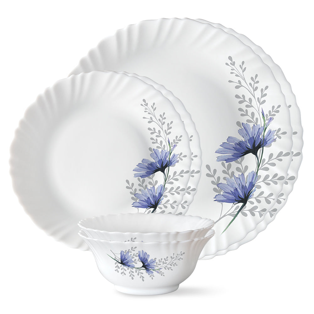 Larah by Borosil, Bellflower Dinner Set 6 pc Set: Serves 2
