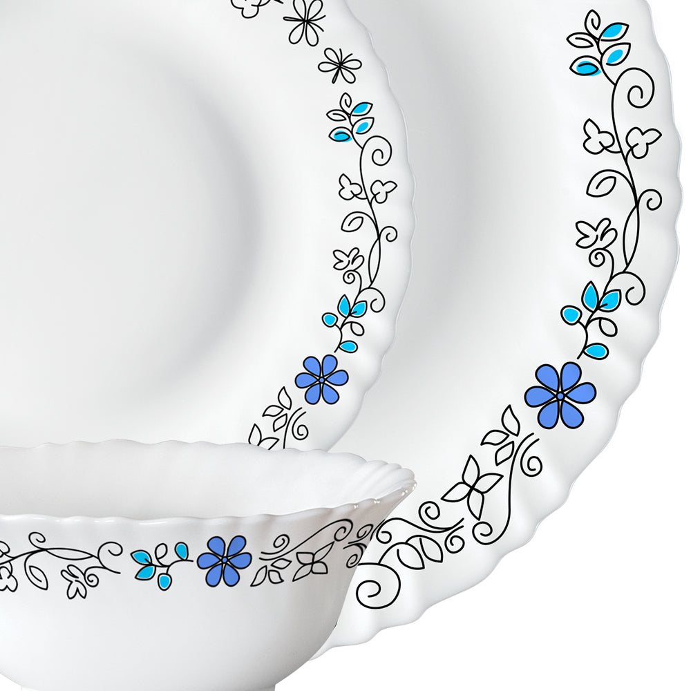 Larah by Borosil, Blue Iris Dinner Set 6 pc Set: Serves 2