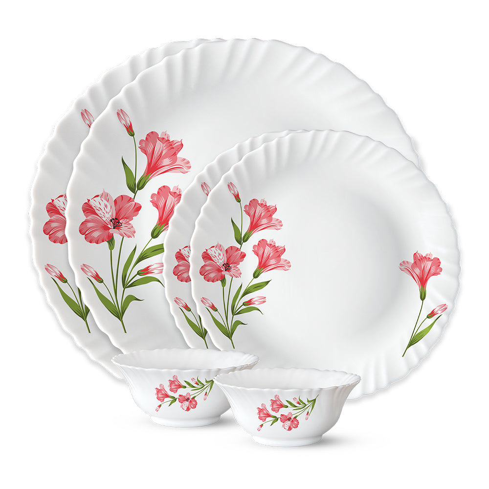 Larah by Borosil, Marina Peach Dinner Set 6 pc Set: Serves 2