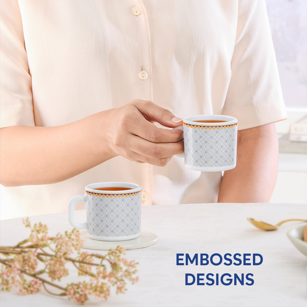 Larah By Borosil Kosmia Mug Set, 100 ml 100 ml x 6