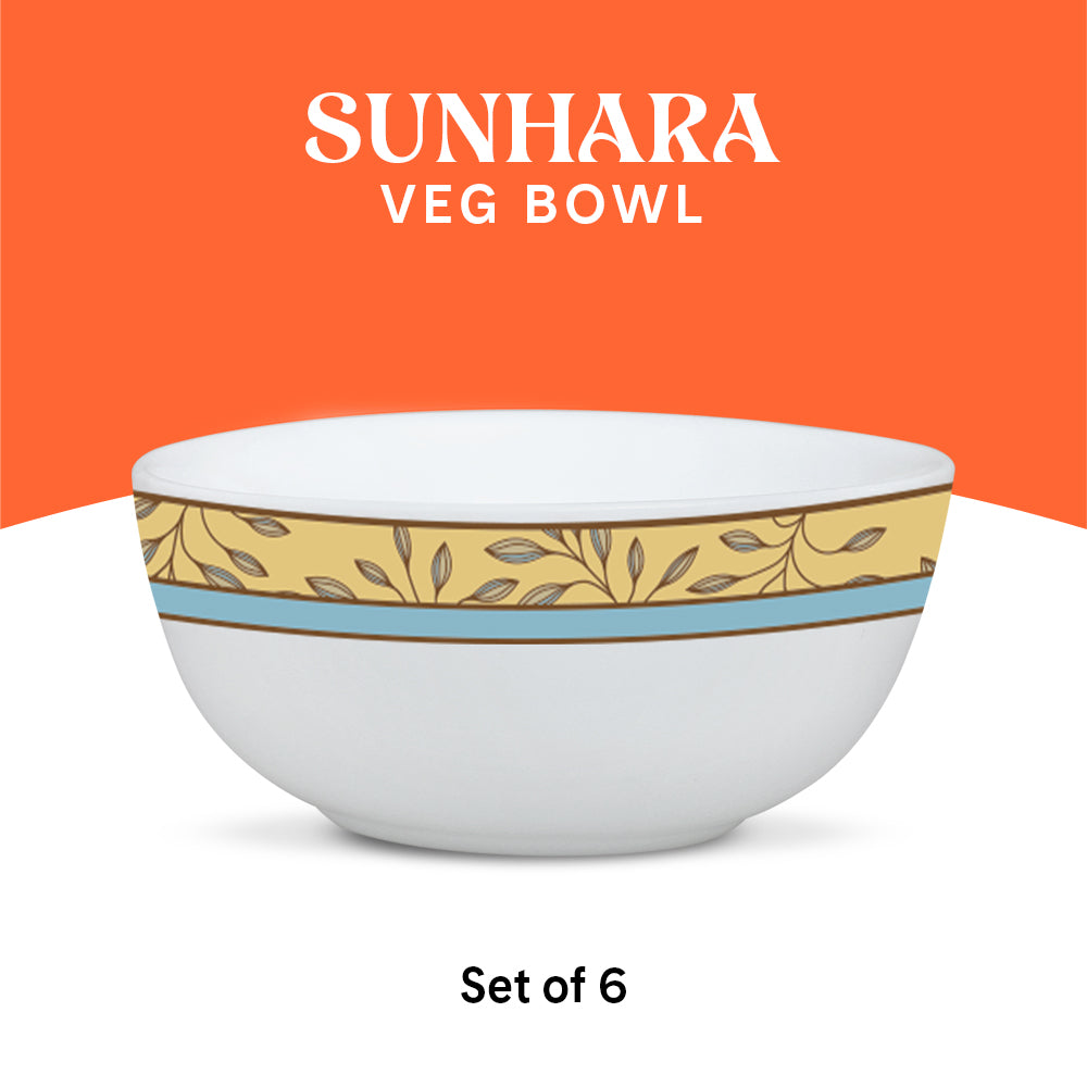 Larah by Borosil Sunhara Veg Bowl Set 6 pc Set