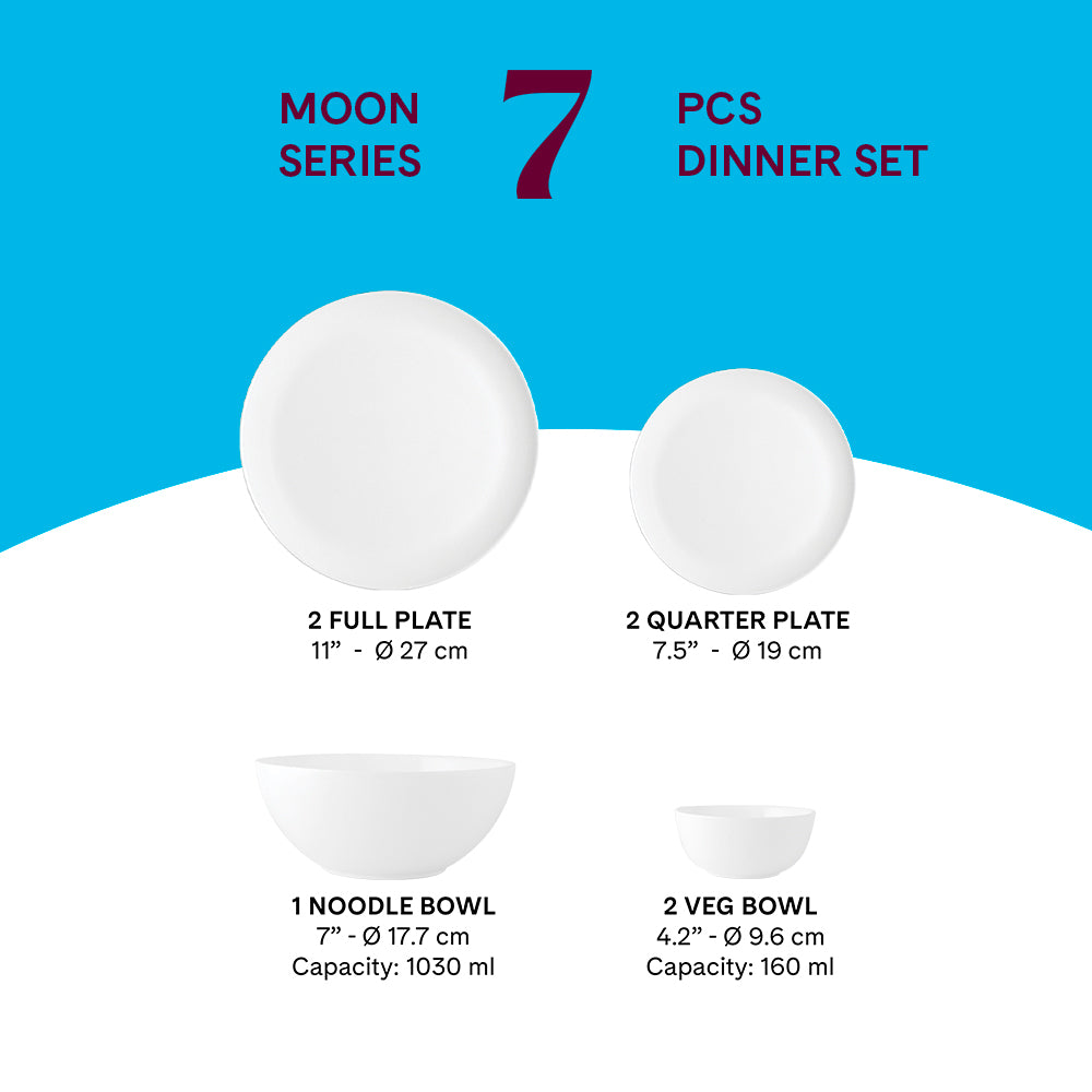 Larah by Borosil, Marble Dinner Set 7 pc Set: Serves 2