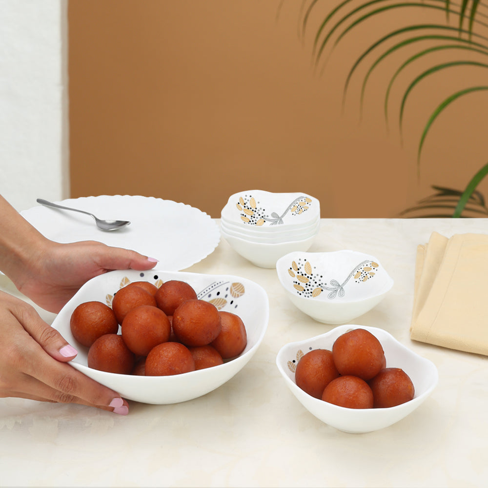 Larah by Borosil Caramel Pudding Set 7 pc Set (Square)