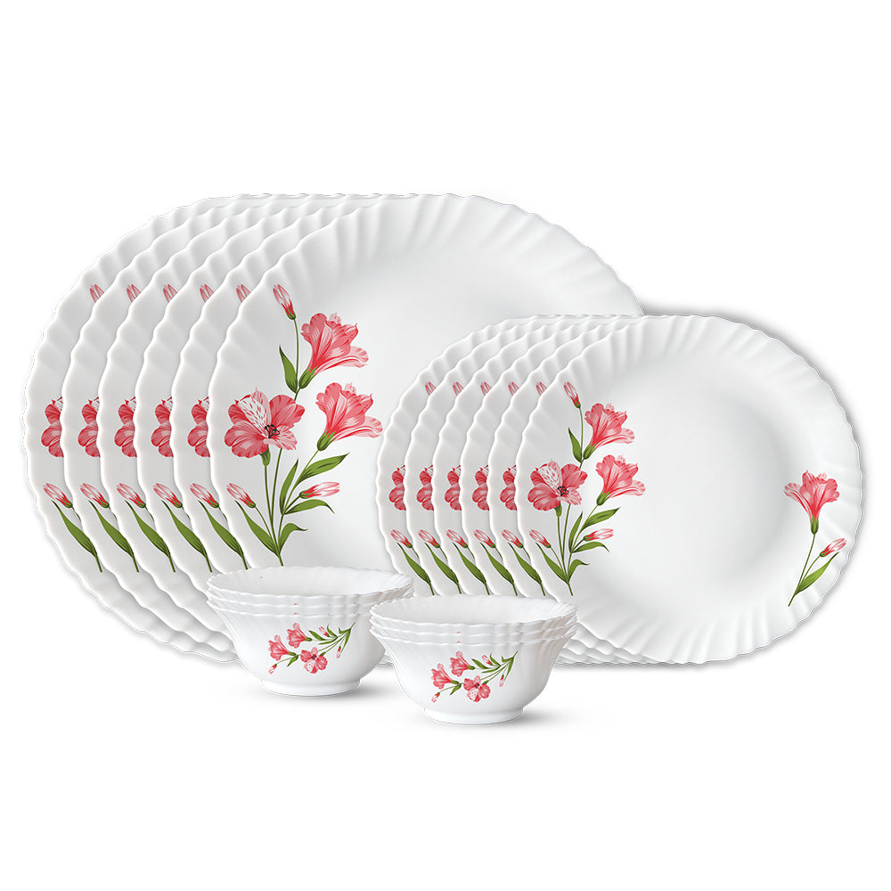 Larah by Borosil, Marina Peach Dinner Set 18 pc Set: Serves 6