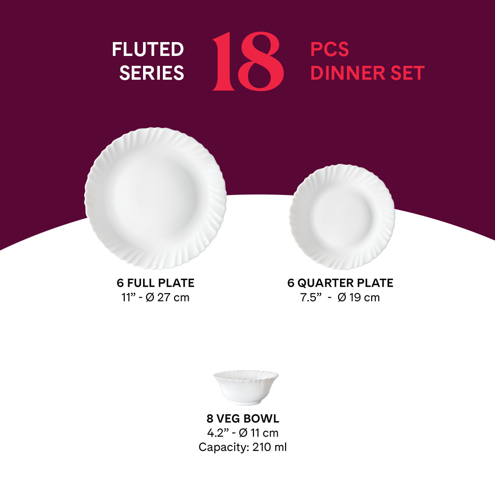 Larah by Borosil, Marina Peach Dinner Set 18 pc Set: Serves 6