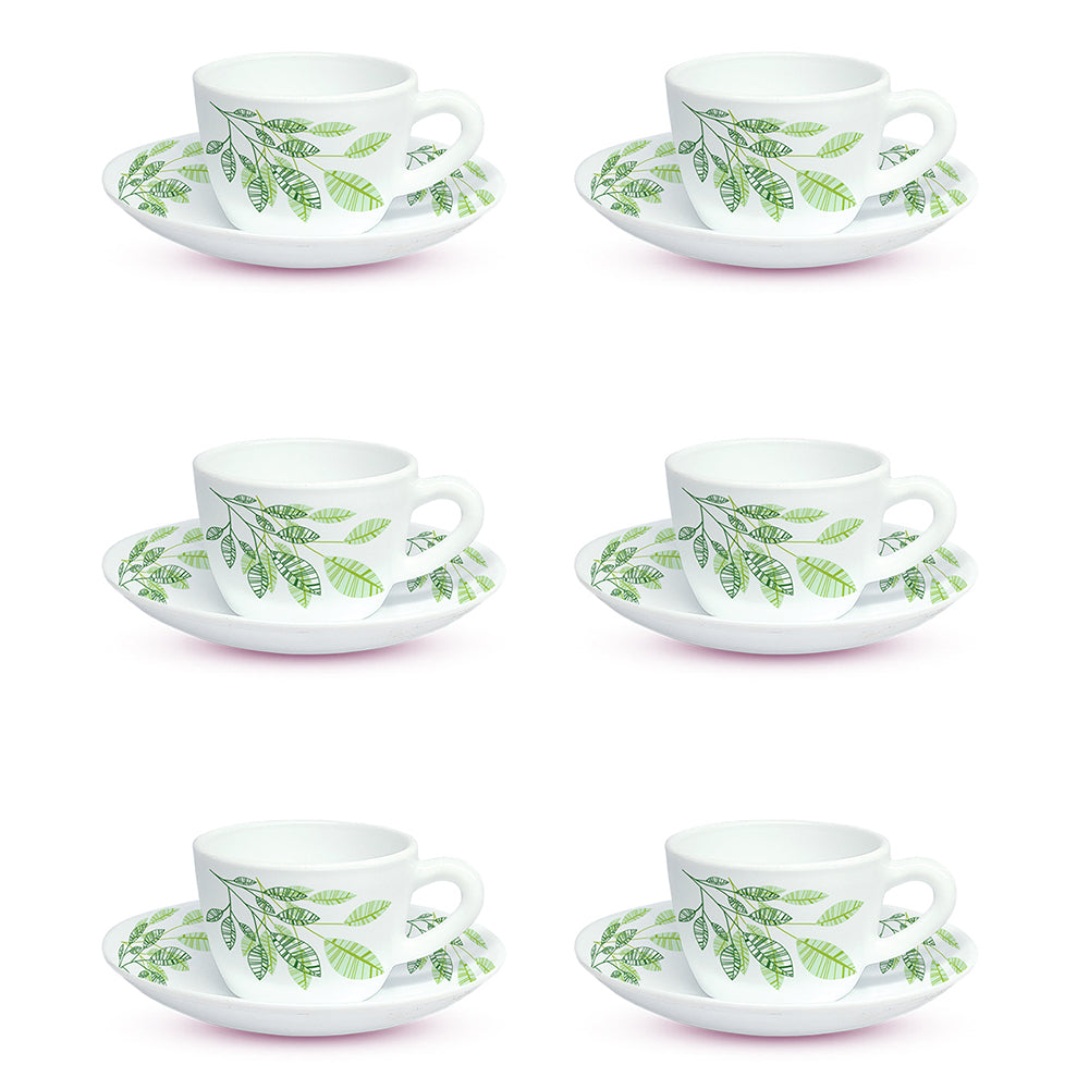 Larah By Borosil Fauna Cup n Saucer Set 140 ml x 12