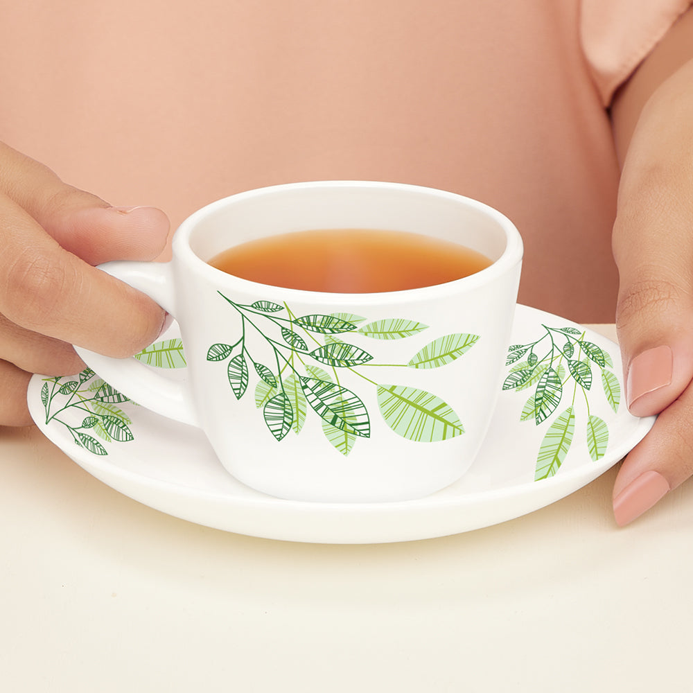Larah By Borosil Fauna Cup n Saucer Set 140 ml x 12