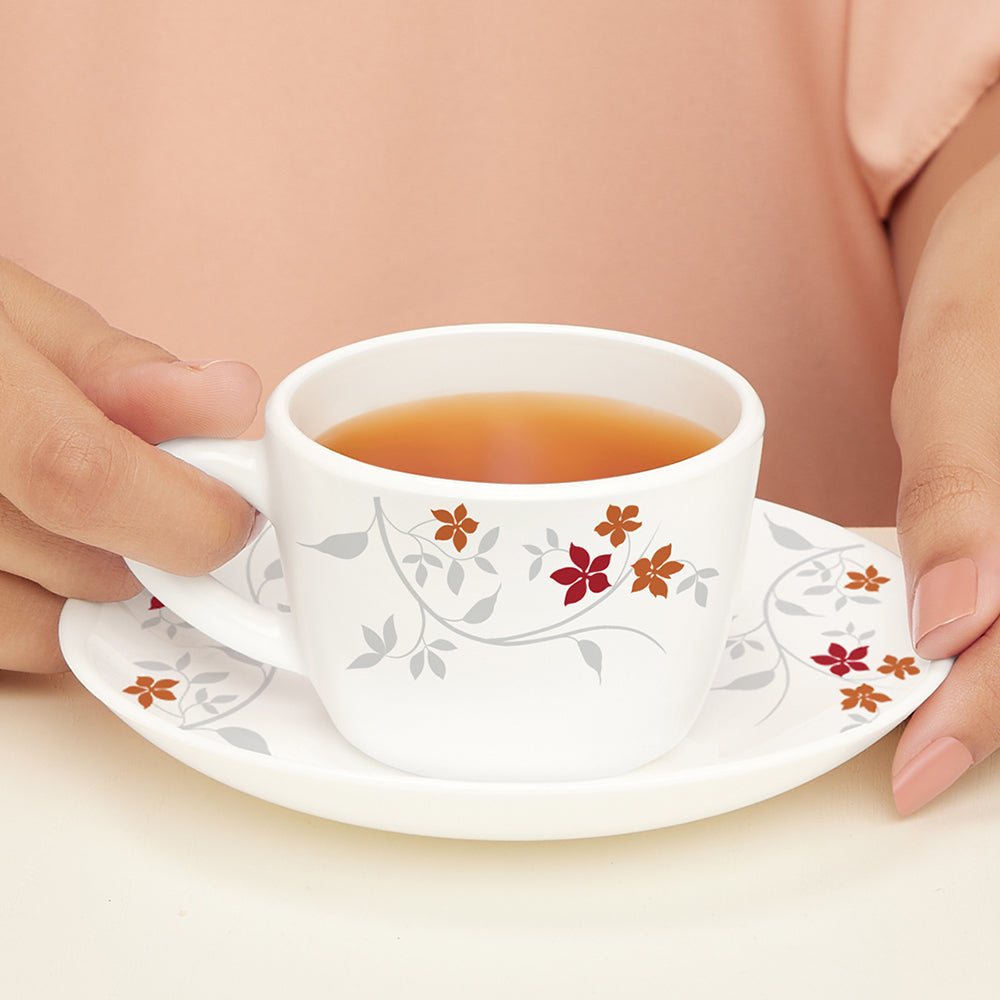 Larah By Borosil Rosalie Cup n Saucer Set 140 ml x 12