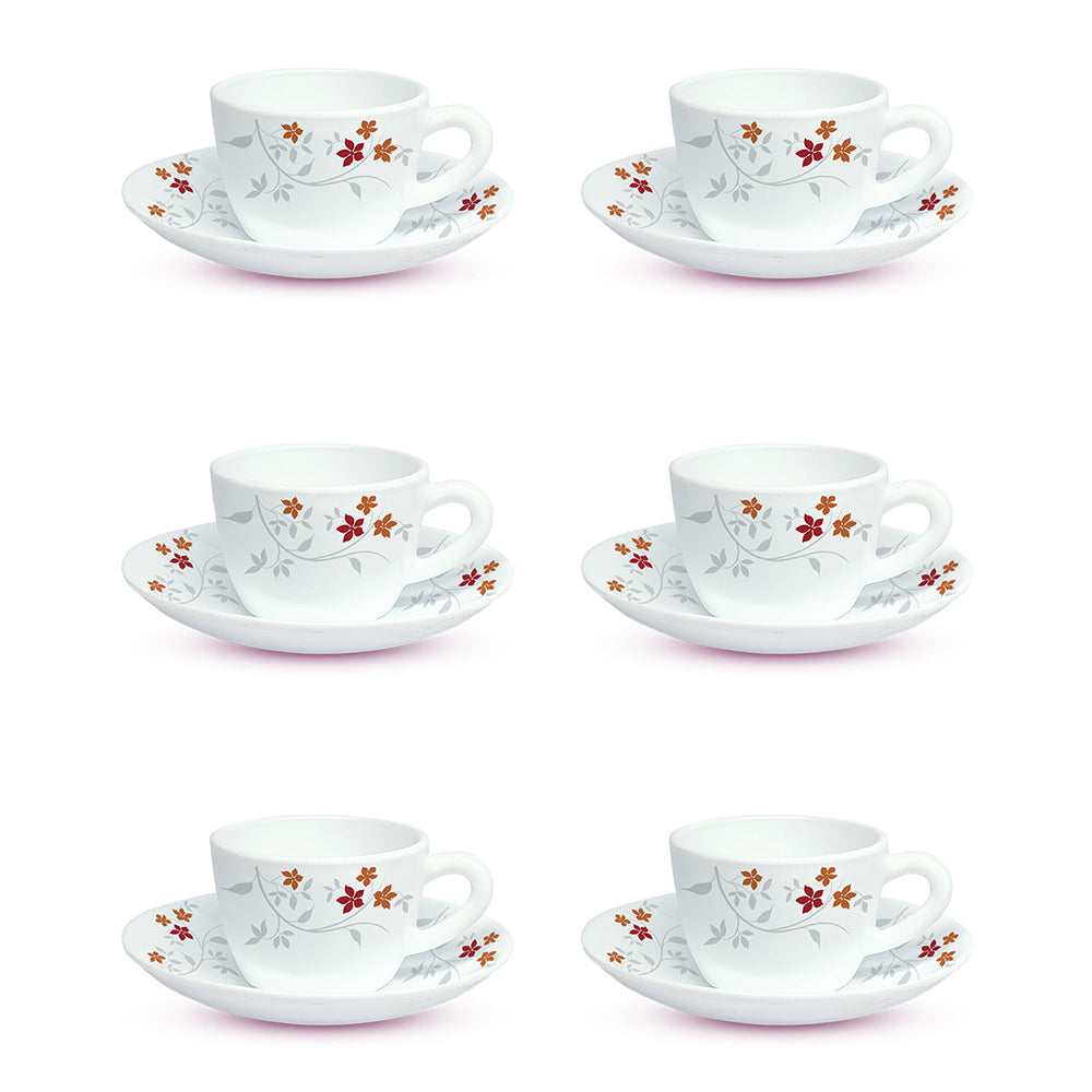 Larah By Borosil Rosalie Cup n Saucer Set 140 ml x 12