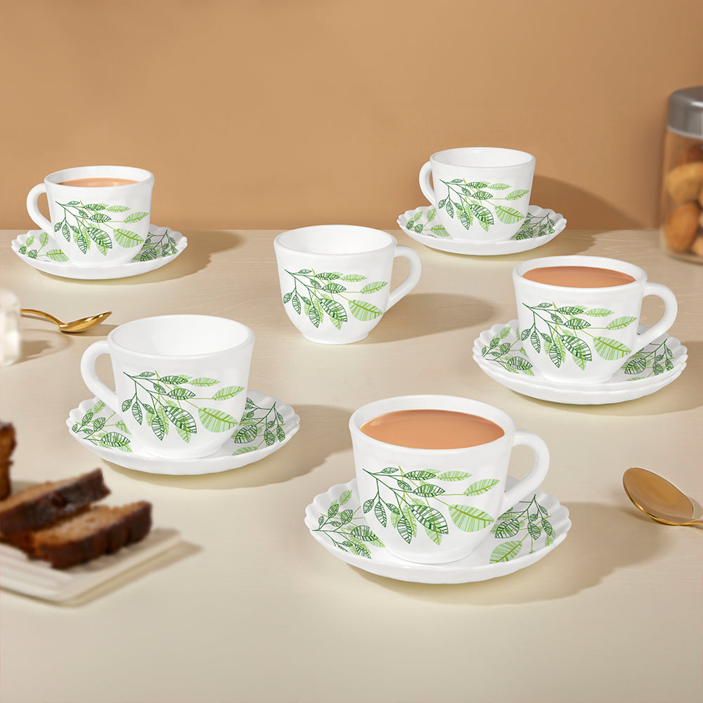 Larah By Borosil Fauna Cup n Saucer Set 220 ml x 12