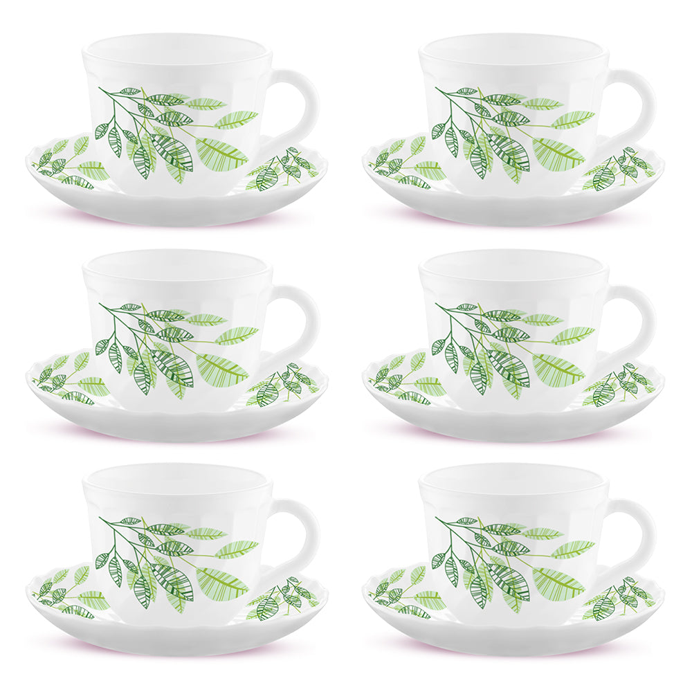 Larah By Borosil Fauna Cup n Saucer Set 220 ml x 12