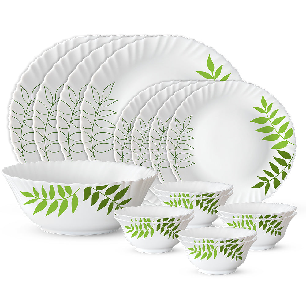 Larah by Borosil, Lush Dinner Set 17 pc Set: Serves 4