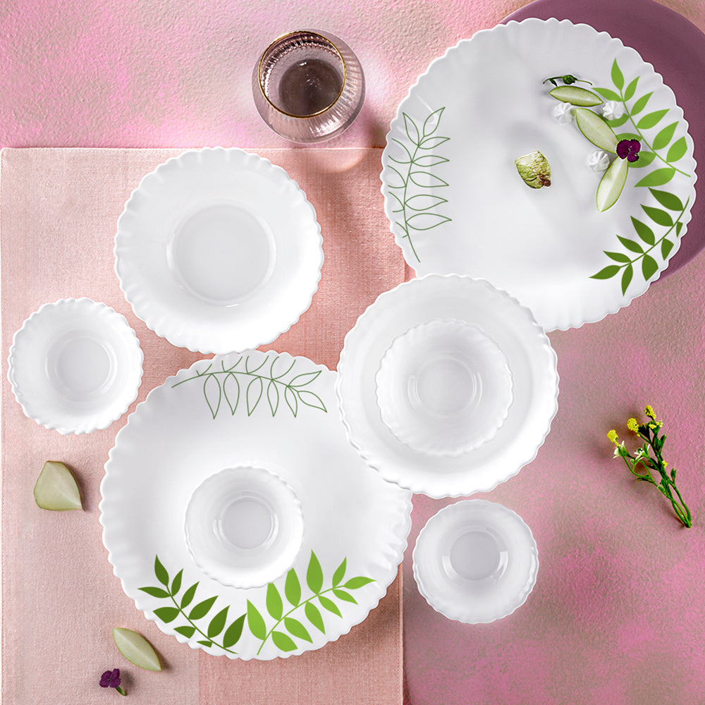 Larah by Borosil, Lush Dinner Set 17 pc Set: Serves 4