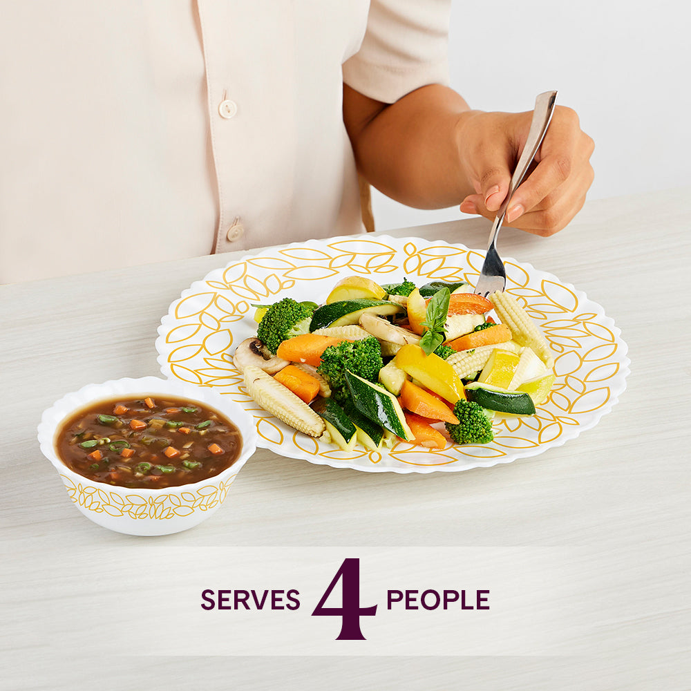 Larah by Borosil, Radiant Dinner Set 17 pc Set: Serves 4