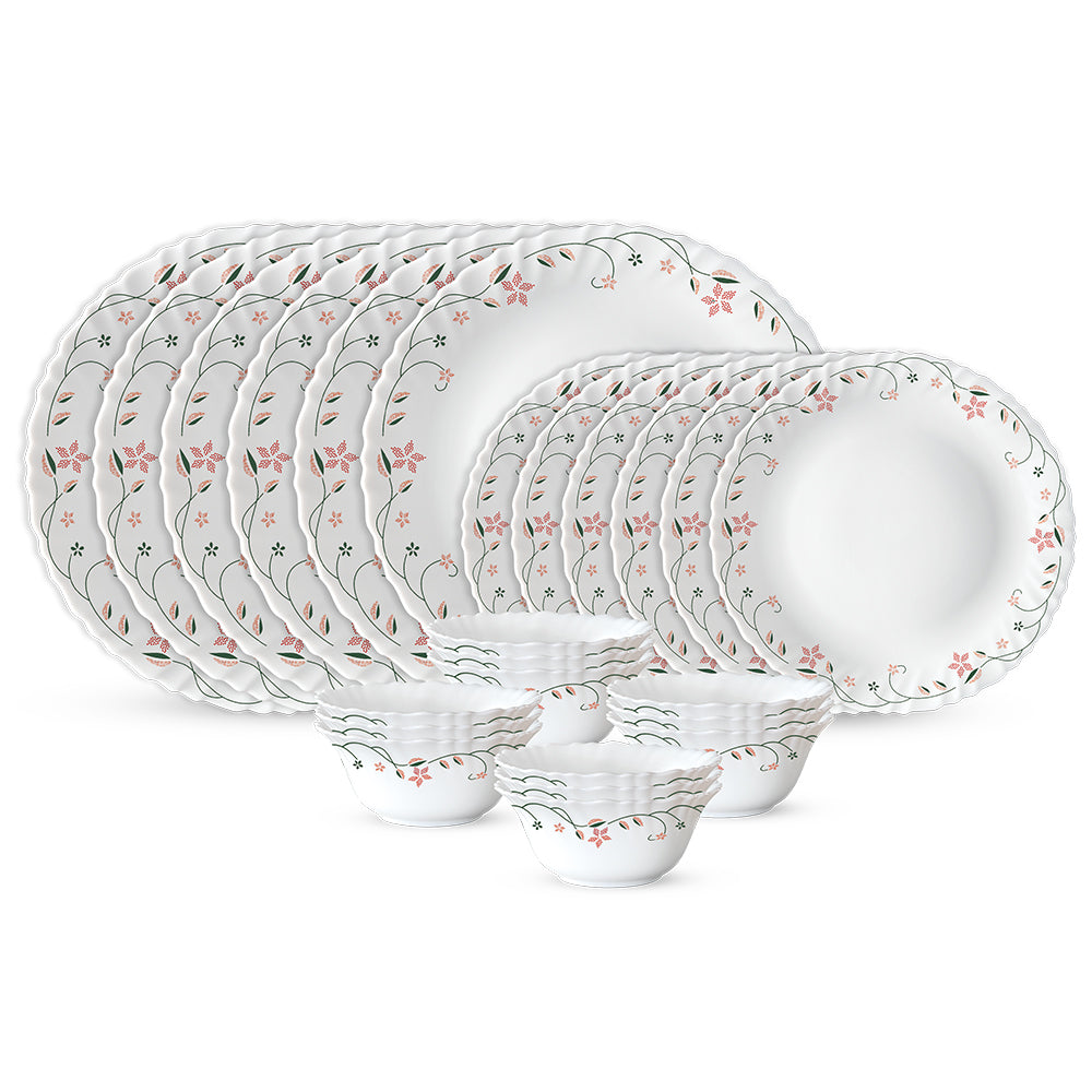 Larah by Borosil, Garland Dinner Set 24 pc Set: Serves 6