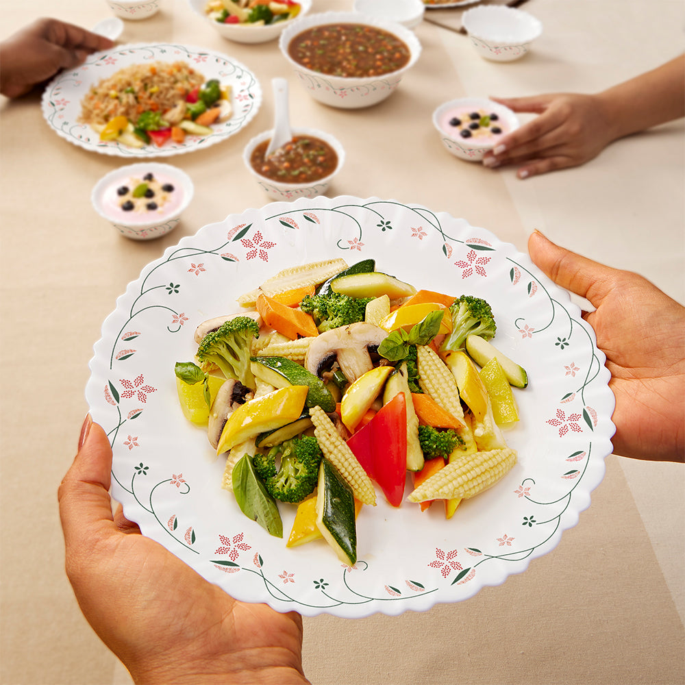 Larah by Borosil, Garland Dinner Set 24 pc Set: Serves 6