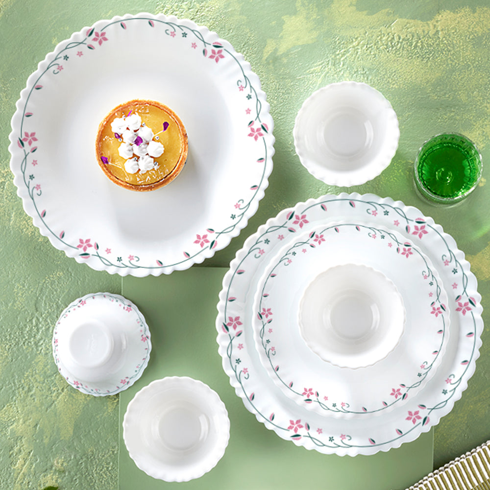 Larah by Borosil, Garland Dinner Set 24 pc Set: Serves 6