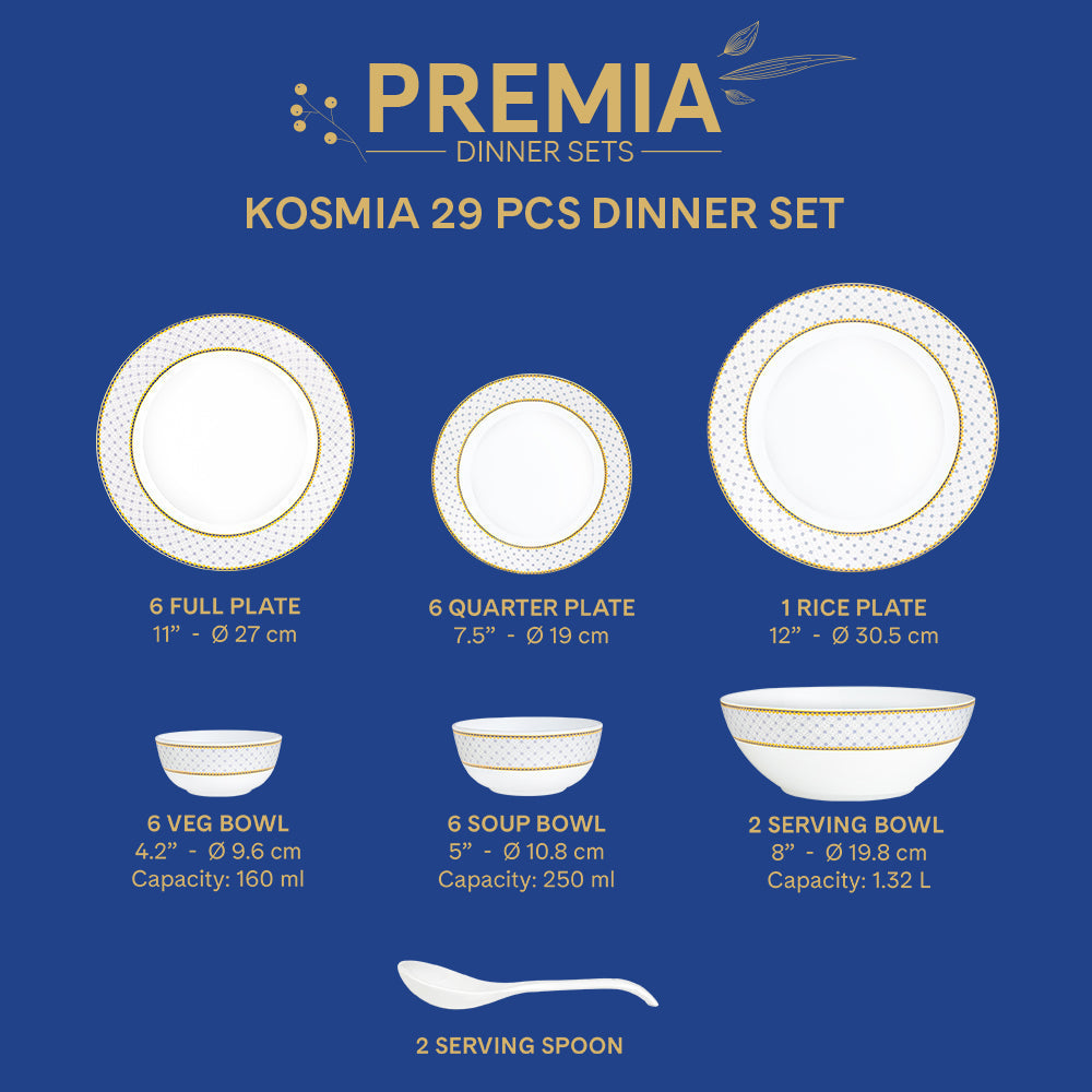 Larah By Borosil Kosmia Dinner Set, 29 pc