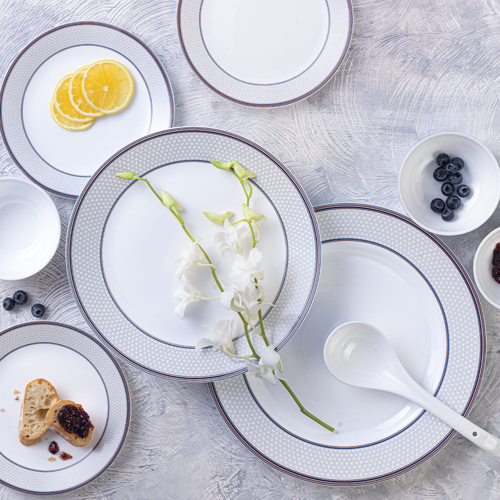 Larah By Borosil Starlight Dinner Set, 49 pc