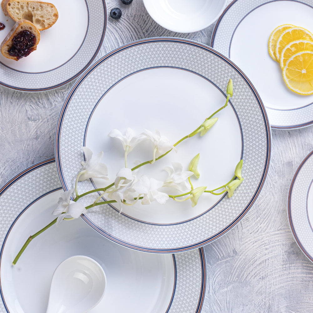 Larah By Borosil Starlight Dinner Set, 49 pc
