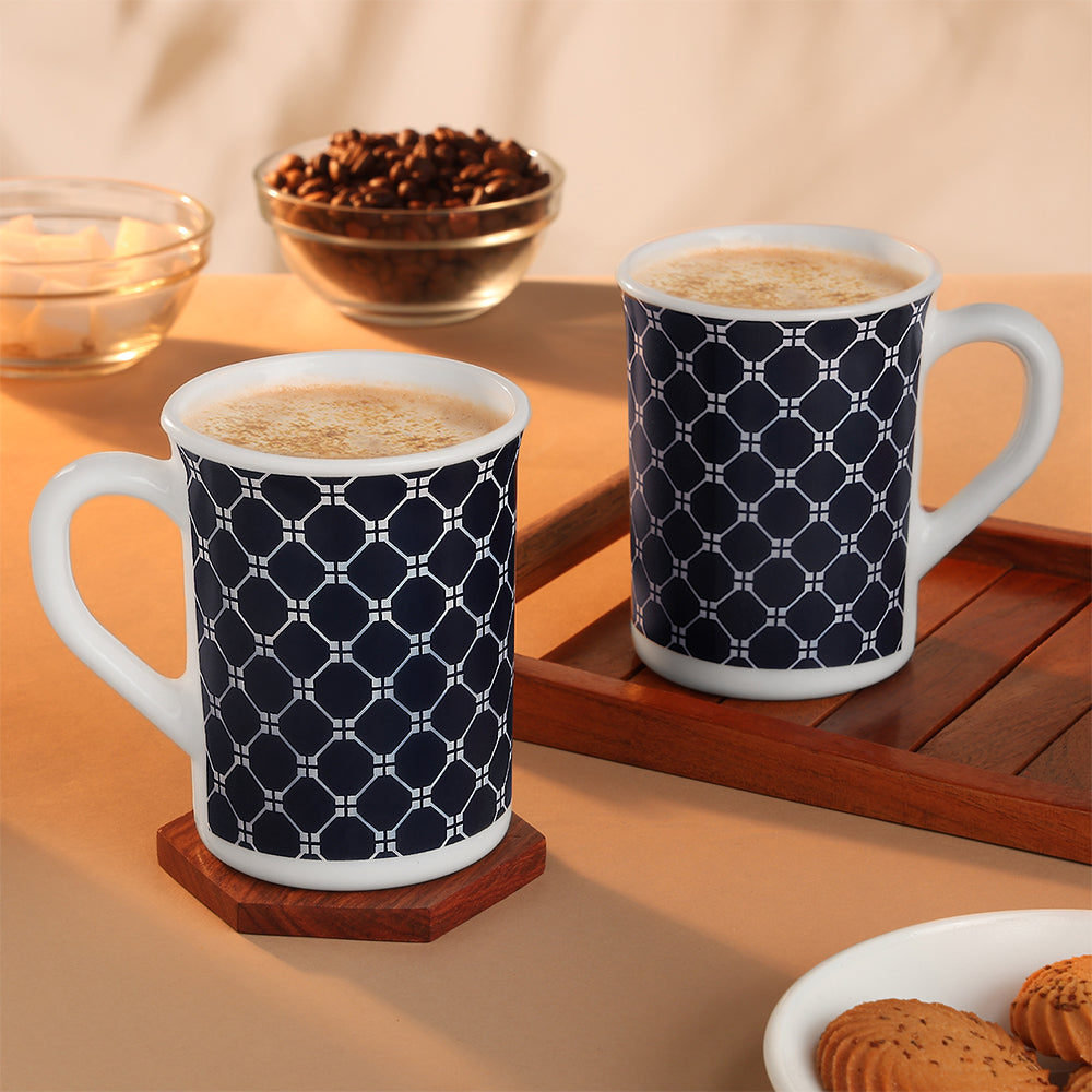 Larah By Borosil Kazak White Mug Set 350 ml x 2