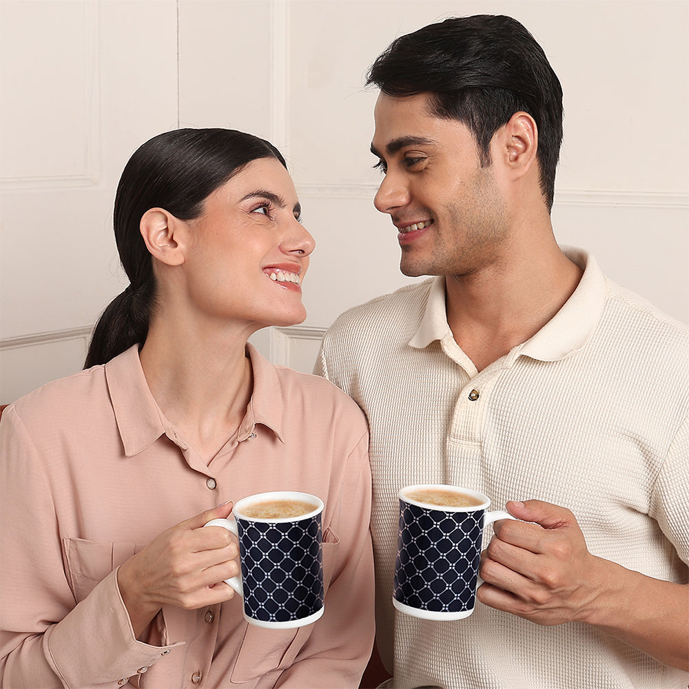 Larah By Borosil Kazak White Mug Set 350 ml x 2