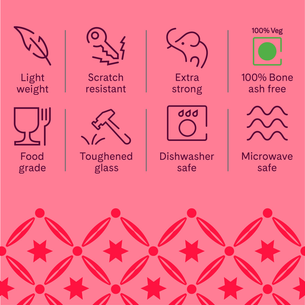 Larah by Borosil, Lush Dinner Set 34 pc Set: Serves 6