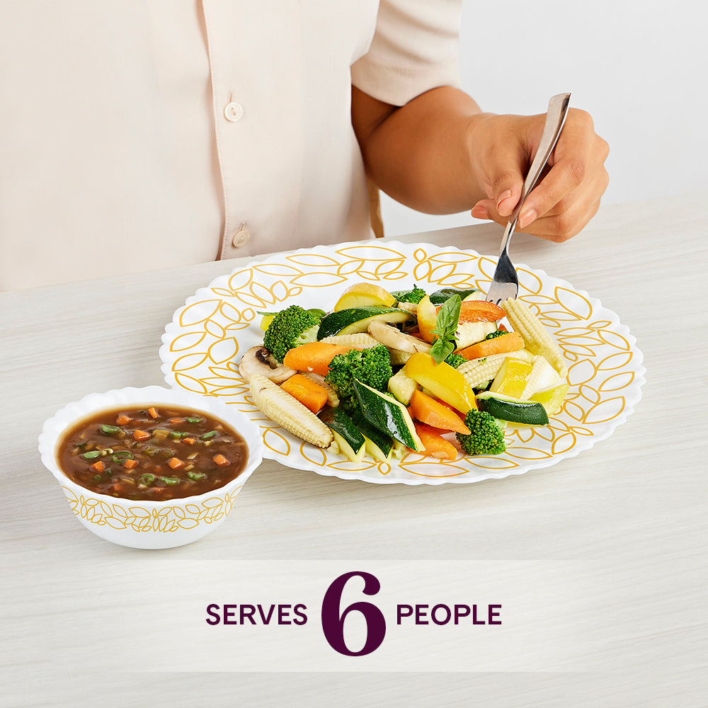 Larah by Borosil, Radiant Dinner Set 34 pc Set: Serves 6