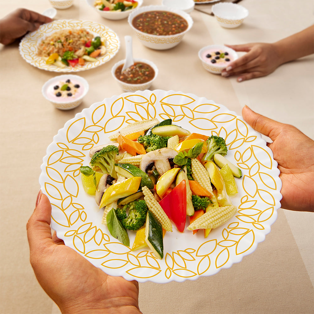 Larah by Borosil, Radiant Dinner Set 34 pc Set: Serves 6