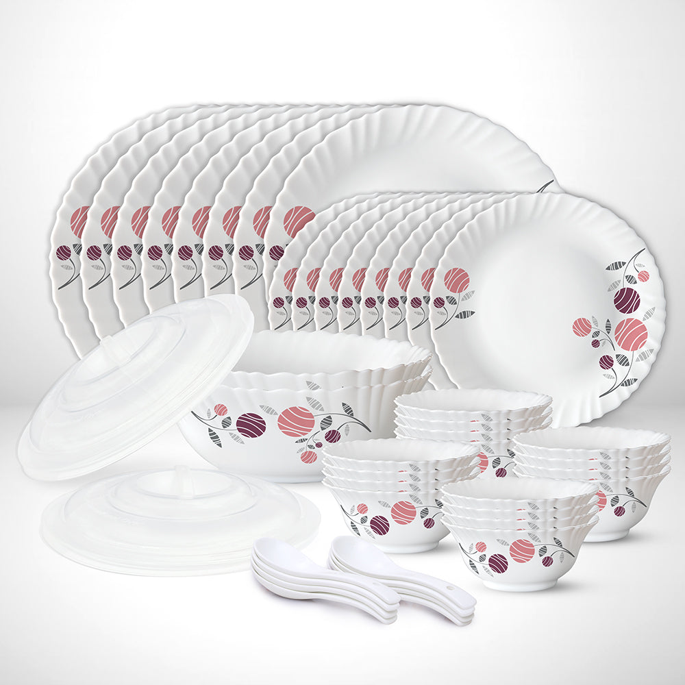 Larah by Borosil, Dahlia Dinner Set 44 pc Set: Serves 8