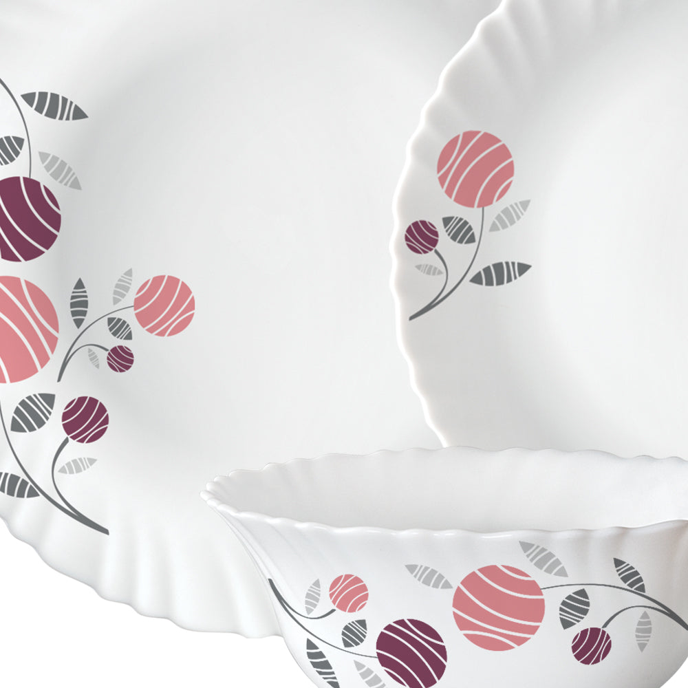 Larah by Borosil, Dahlia Dinner Set 44 pc Set: Serves 8