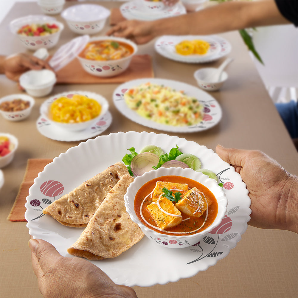 Larah by Borosil, Dahlia Dinner Set 44 pc Set: Serves 8