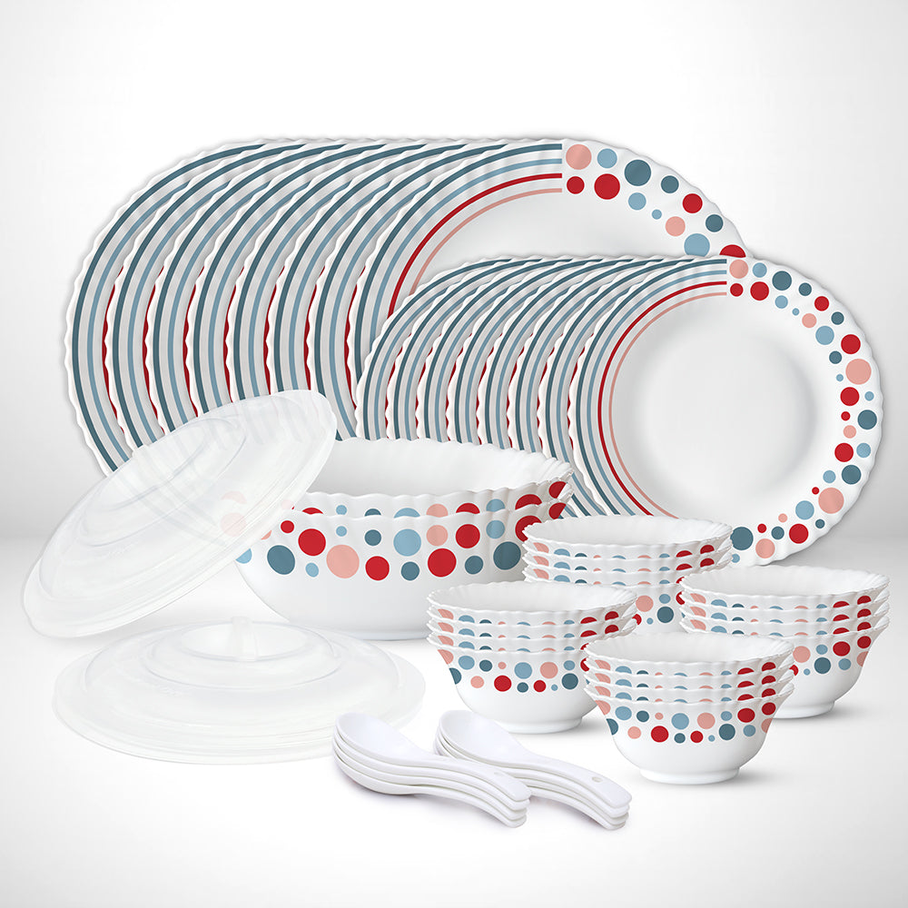 Larah by Borosil, Pastel Dinner Set 44 pc Set: Serves 8