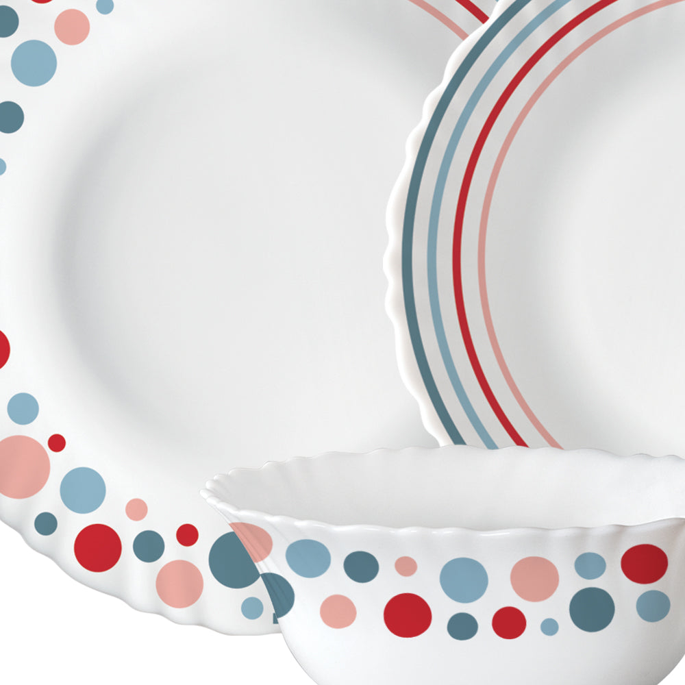 Larah by Borosil, Pastel Dinner Set 44 pc Set: Serves 8