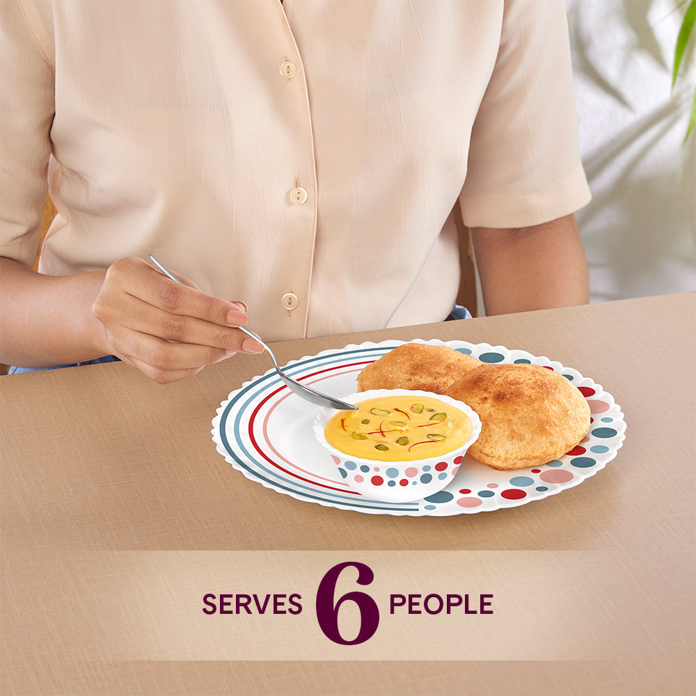 Larah by Borosil, Pastel Dinner Set 44 pc Set: Serves 8