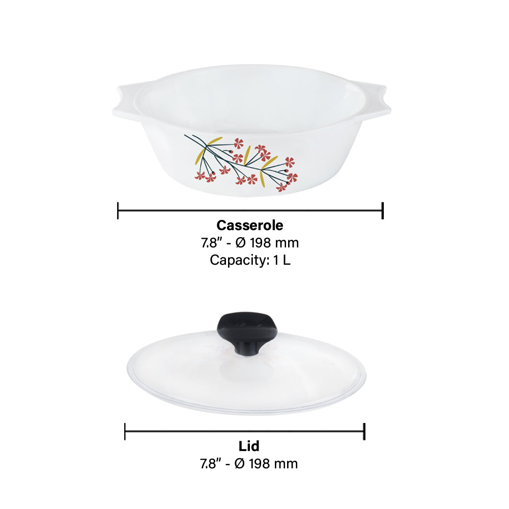 Larah by Borosil Red Bud 4 pc Casserole Set