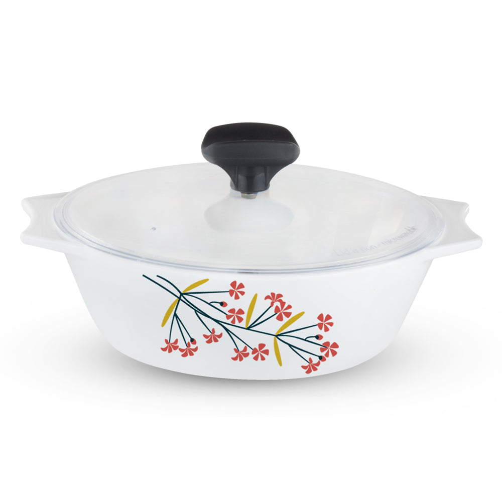 Larah by Borosil Red Bud 4 pc Casserole Set