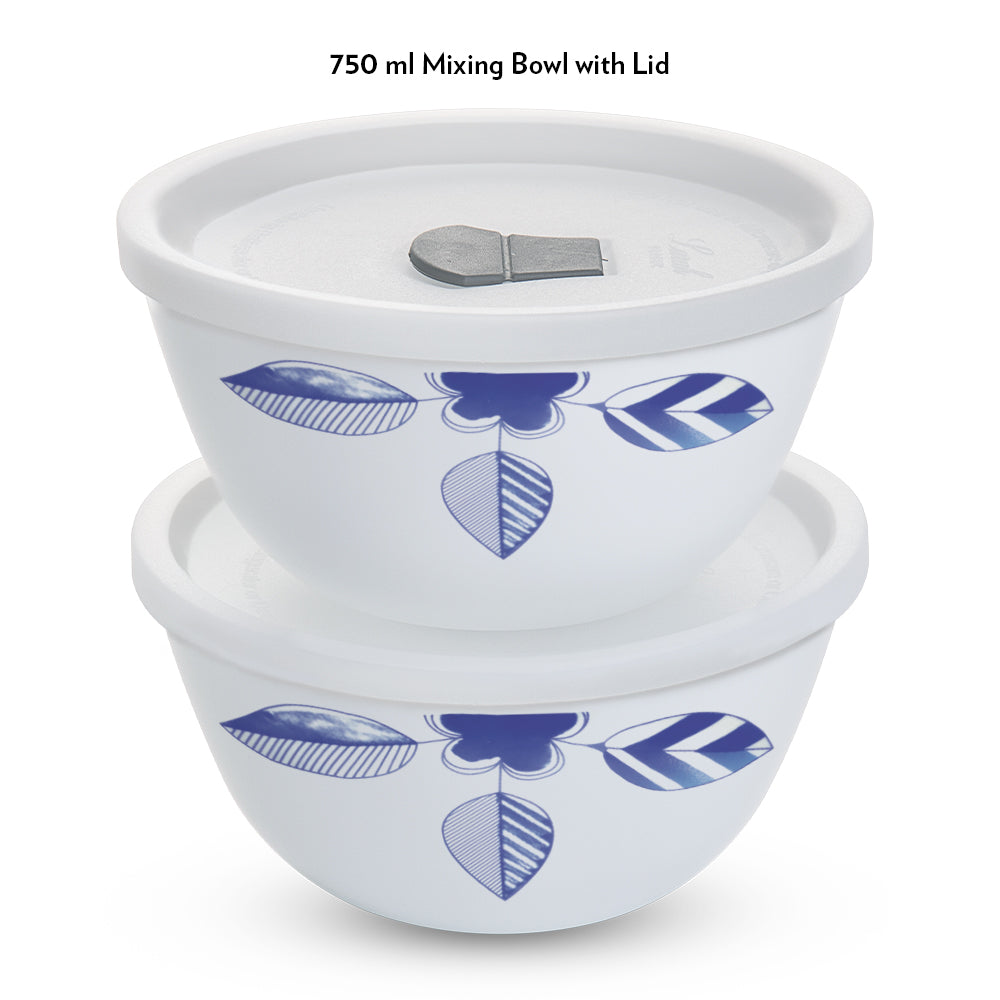 Larah by Borosil Morning Glory 4 pc Mixing Bowl, 750 ml x 2