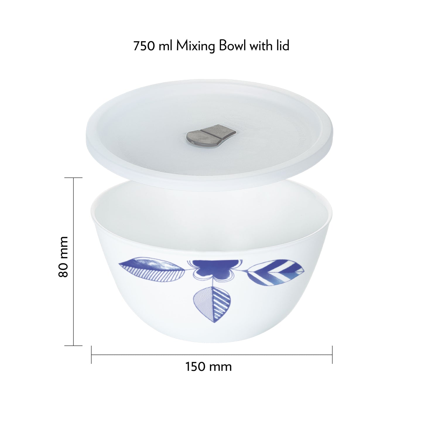 Larah by Borosil Morning Glory 4 pc Mixing Bowl, 750 ml x 2