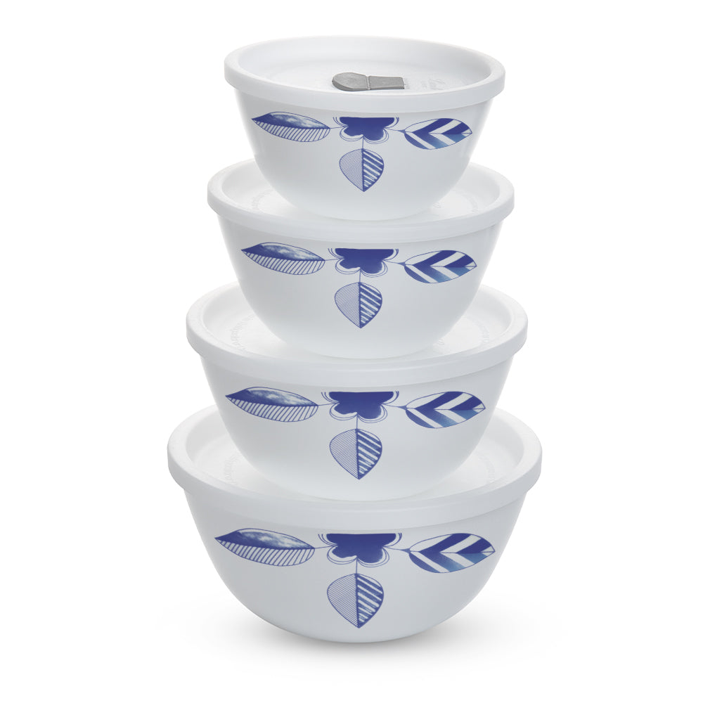 Larah by Borosil Morning Glory 4 pc Mixing Bowl, 1 .5 L + 750 ml