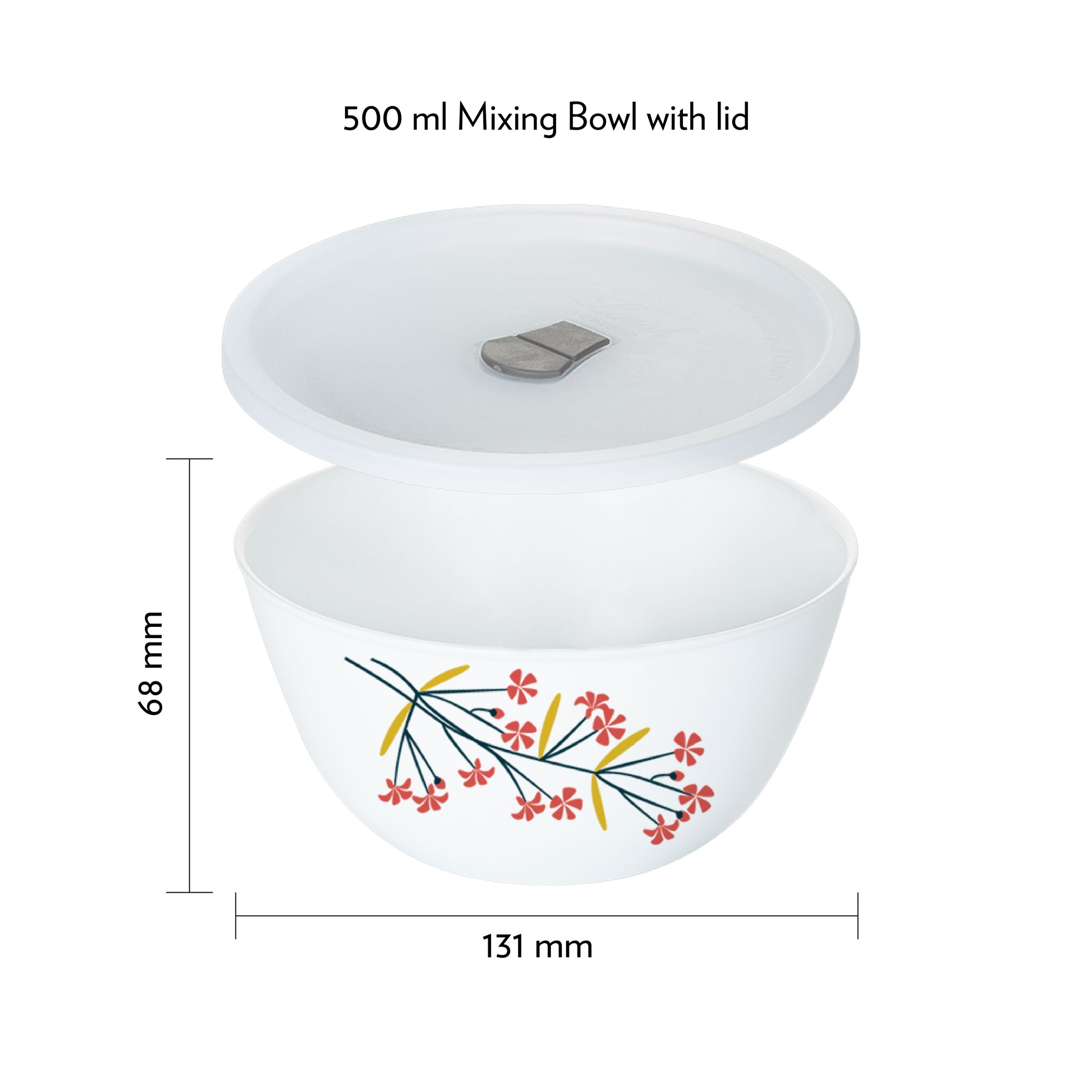 Larah by Borosil Red Bud 4 pc Mixing Bowl, 500 ml x 2