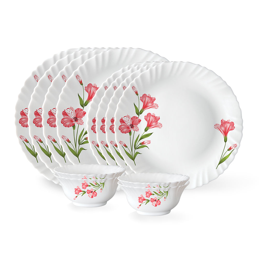 Larah by Borosil, Marina Peach Dinner Set 12 pc Set: Serves 4